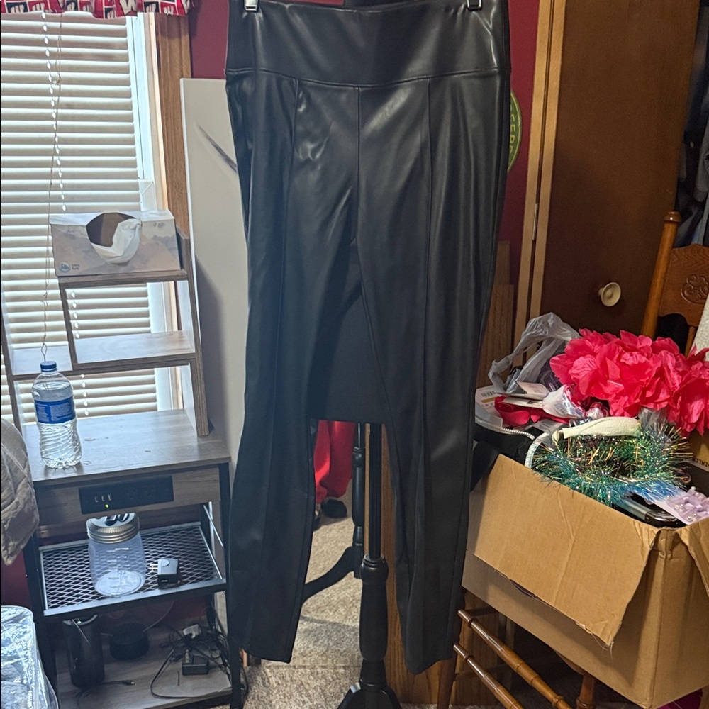 Nine West Black Faux Leather Pants